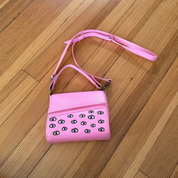 Anastasio Micro Crossbody Handbag Bubblegum Pink Leather - Eyes Embroidery - Picture 6 of 11